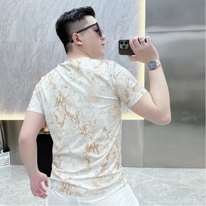 T-shirt décontracté personnalisé à manches courtes pour hommes, vêtements de sport de fitness à la mode, col rond, 100% coton pour hommes - Product Image 3