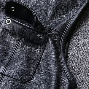 Gilet de moto confortable et respirant en cuir véritable pour hommes, design unique, vêtements d'extérieur pour l'hiver, prix de gros - Product Image 5