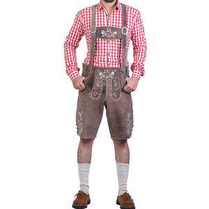 2025 vente chaude Oktoberfest bavarois véritable vache fendue daim court Lederhosen pour hommes traditionnel authentique allemand tenue marron - Product Image 1
