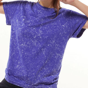 T-shirts pour femmes en denim délavé d'été, surdimensionnés, écologiques, à manches courtes, streetwear hip-hop, coupe ample et lourde - Product Image 1