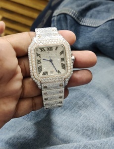 Reloj Mecánico Automático Japonés de Lujo de 41 mm con Esfera Cuadrada de Acero Inoxidable, Completamente Cubierto de Diamantes Moissanite Blancos Rosados, Moderno - Product Image 2