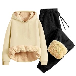 Conjunto de Sudadera con Capucha de Terciopelo de Cordero Grueso para Hombre, Invierno, Casual, 100% Algodón, Talla Grande, Combinación de Sudadera y Chaqueta Acolchada Cómoda - Product Image 4