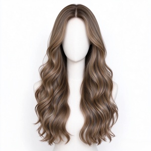 Peluca de Cabello Humano 100%, Color Marrón Lino, Ondas Francesas, Peluca Larga y Ondulada con Frente de Encaje, Aspecto Natural para Mujeres - Product Image 1
