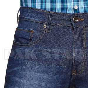 กางเกงยีนส์ผู้ชายเอวกลางผ้าซักสีเข้มสไตล์ลำลองดีไซน์โดดเด่น - Product Image 5