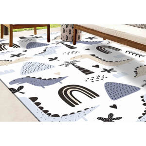 Tapis dinosaure : Décoration de chambre d'enfant bleue, tapis antidérapant, tapis doux non tissé - Product Image 1