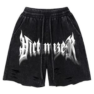 Short en denim vieilli personnalisé délavé à l'acide pour hommes Streetwear Plus Size Shorts au genou disponibles - Product Image 1