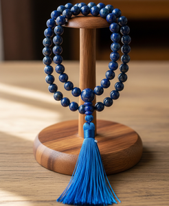 Collar de cuentas Mala 108 clásico anudado 6mm suave lapislázuli piedra preciosa pulido Natural para oración religiosa regalo de moda - Product Image 4