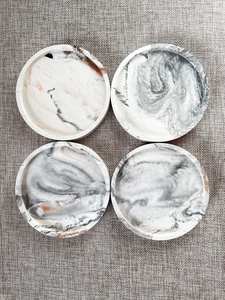 Sous-verre en marbre Jesmonite fait à la main, porte-savon rond et plateau à bibelots - Product Image 5