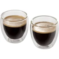 Ensemble de 2 tasses à café en verre à double paroi minimalistes personnalisées Boda - Lavables au lave-vaisselle pour les cadeaux promotionnels ou l'usage quotidien