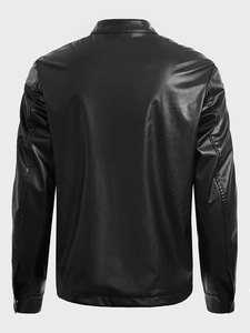 OEM <b>Men's</b> Custom Unisex Zip-up Black Leather <b>Jacket</b> <b>Thin</b> Canvas Stand Collar Customizable Leather <b>Jacket</b> for <b>Men</b> <b>jacket</b> for <b>men</b> - Product Image 2