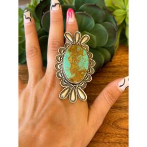 Bague en turquoise et argent sterling Kings Manassa, objet de collection culturelle d'Alex Sanchez, taille 8.75 - Product Image 2