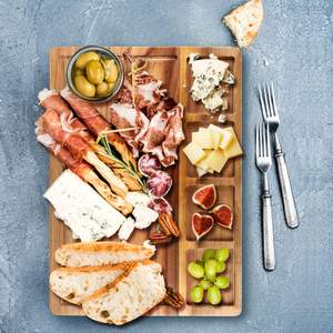 Grande planche à découper en bois d'acacia avec récipients pour la cuisine Planche à charcuterie simple Planche à fromage de service en bois Plateau de viandes - Product Image 2