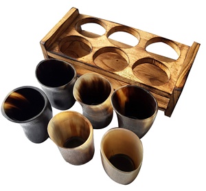 Handmade Viking sừng bia cốc thủy tinh với đứng bán buôn OX sừng bia cốc thủy tinh cho quà tặng & sự kiện - Product Image 3