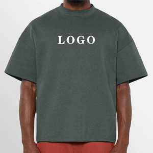 Top corto con hombros descubiertos de peso pesado, camisetas con logotipo estampado de gran tamaño, camisetas Unisex 100% de algodón de alta calidad - Product Image 2