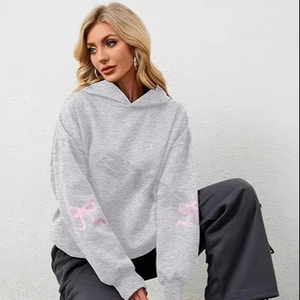 2025 femmes automne vêtements logo personnalisé femmes pull à capuche blanc couleur unie à capuche sweats décontractés - Product Image 1