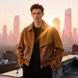 Veste en daim pour homme de haute qualité avec logo de marque personnalisé, style streetwear, multi-poches, épaisse, fermeture éclair, veste en daim pour homme - Product Image 5