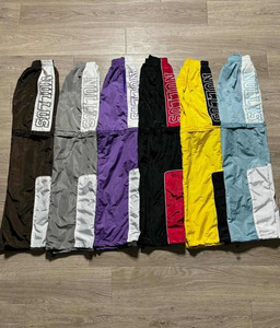 Pantalons en nylon pour hommes grande taille vintage respirants en gros, shorts détachables personnalisés sur le côté, rayés, coupe-vent, imperméables, taille mi-haute - Product Image 5