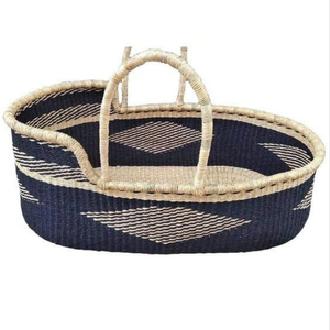 Cesta de Moisés de algas marinas para bebé, cuna con cojín, cuna ecológica, cama de guardería tejida a mano para recién nacidos - Product Image 1