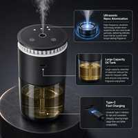 Diffuseur d'arômes intelligent pour voiture, support de tasse, ultrasons, nano-brume, 3 modes de parfum, lumière d'ambiance nocturne, grand réservoir d'huile pour la maison