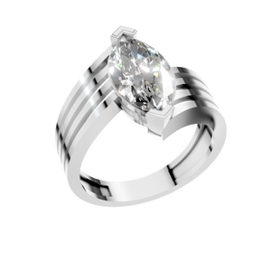 Bague de mariage de luxe en or massif 14 carats avec moissanite taille marquise sertie à griffes pour homme et femme, idéale pour les fiançailles et les soirées, bijoux raffinés - Product Image 1