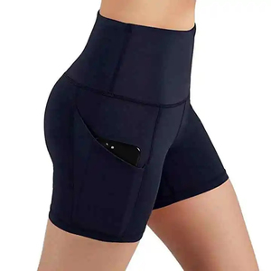 Shorts Deportivos de Cintura Alta para Mujer, Color Sólido, Tejido Elástico con Bolsillos, Secado Rápido, Ropa Deportiva, Logotipo Personalizado - Product Image 3