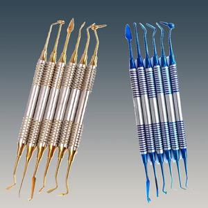 Medical Grade Composite Placement Instruments Set 6pcs <b>Dental</b> Composite Spatula Set Titanium Plated Head Thick Handle For Resin - Product Image 4