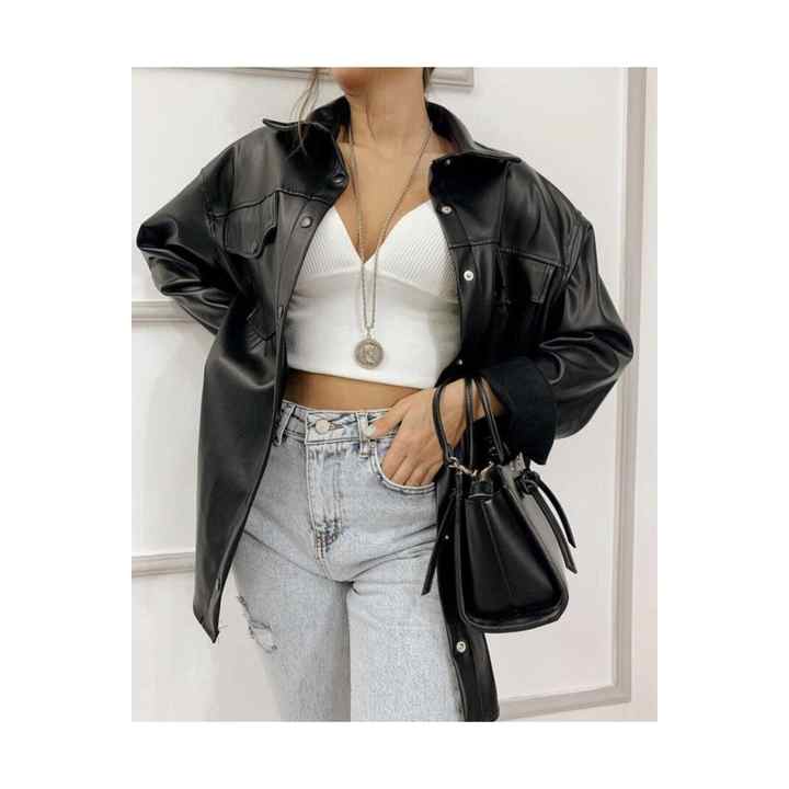 Women's Black Leather Shirt
