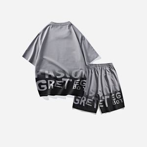 2025 hommes été sportswear tendance imprimer lâche été nouveau ras du cou à manches courtes T-shirt short Logo personnalisé et Design - Product Image 2