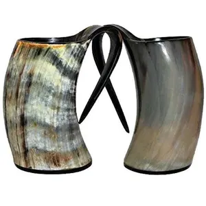 Corne à boire Viking Durable, Tankard corne à boire de buffle naturel pour la viande de café, corne à boire médiéval tasse avec poignée - Product Image 4