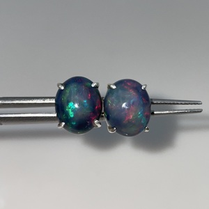 Ensemble de bijoux HAYAAT GEMS pour enfants, boucles d'oreilles et bague en argent plaqué, style punk, avec opale noire, cristal, strass et imitation perle, coupe ovale - Product Image 4