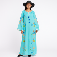 Nouvelle robe maxi de conception élégante, de haute qualité, à manches bouffantes, broderie, robe midi maxi d'été pour femmes, robe élégante décontractée, robe tendance