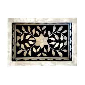 ถาดเสิร์ฟทรงสี่เหลี่ยมผืนผ้าทำด้วยมือถาดอาหารแม่ของไข่มุกและกระดูกที่ยั่งยืนและเป็นมิตรกับสิ่งแวดล้อม - Product Image 4