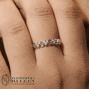 Bague de mariage en or rose pour femme, sertie de moissanite taille princesse, style unique, entièrement sertie de griffes - Product Image 2