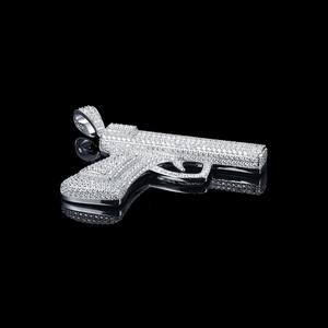 Pendentif pistolet hip-hop en moissanite VVS glacé, plaqué or, argent 925, bijoux brillants pour rappeurs à bas prix - Product Image 2