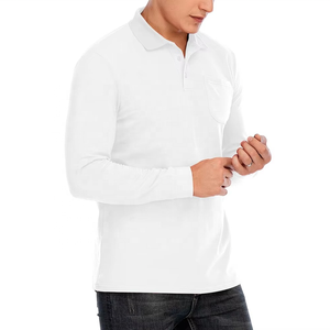 Camiseta Polo de Manga Larga para Hombre, Algodón y Poliéster, Casual, con Bolsillo en el Pecho, Logotipo Personalizado, OEM, ODM, Venta al Por Mayor - Product Image 3