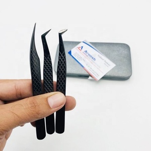 Vente en gros pince à épiler en diamant noir plasma Logo personnalisé solide en acier inoxydable pointu durable pour les extensions de cils - Product Image 2