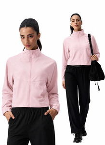 Giacca JELEEEY con Colletto Alto e Vita Elasticizzata, Leggera e Traspirante, Manica Lunga, Tinta Unita, Abbigliamento Sportivo in Rayon/Spandex ad Asciugatura Rapida - Product Image 2