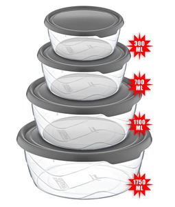 1.75L 1.1L 700ml 300ml BPA-Free Round Airtight Plastic Storage Container <b>Set</b> for Food Organization Microwave Safe Durable - Product Image 3