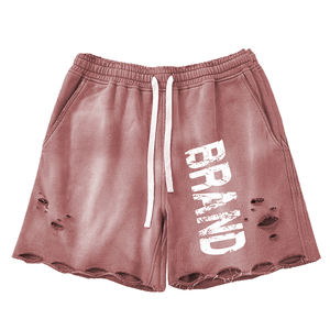 Short délavé à l'acide avec logo personnalisé pour homme Short de jogging vintage en coton éponge française à cordon de serrage pour la salle de sport - Product Image 6