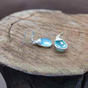 Boucles d'oreilles en argent sterling 925 faites à la main Aqua Chacly Designer Wire Wrapped Cap Vente en gros directe de Jaipur Inde - Product Image 2