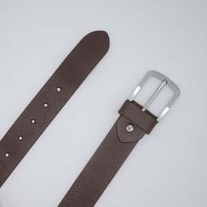 Cinturón de Cuero Suave MLB01 con Logotipo Personalizado, Cuero Vacuno de Alta Calidad con Hebilla Ajustable de Aleación de Zinc, Casual/Formal/Marrón Oscuro - Product Image 5