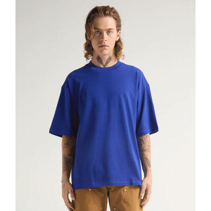 T-shirt décontracté à col rond en coton surdimensionné pour hommes, t-shirts légers, rouge, coupe ample - Product Image 5