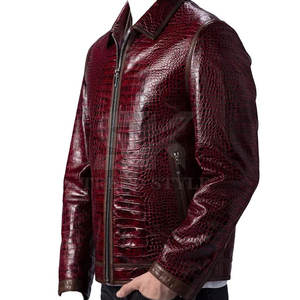 Chaqueta de Cuero con Textura de Cocodrilo para Hombre, Diseño Moderno, Chaqueta Informal Elegante, Chaqueta con Patrón de Cocodrilo Premium para Hombre - Product Image 3