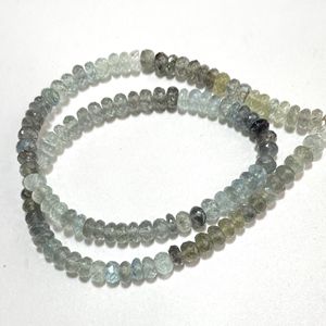 Perles à facettes en forme de rondelle d'aigue-marine de mousse, perles de pierres précieuses naturelles de 6MM, magasin de perles en gros - Product Image 5