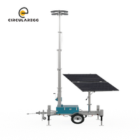Tour d'éclairage mobile solaire avec éclairage LED extérieur, mât télescopique de 6 m pour chantier de construction, éclairage solaire