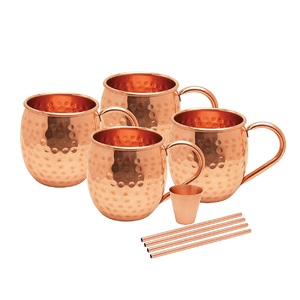 Shining Polished Handmade <b>Copper</b> Mugs Moscow Mule <b>Copper</b> Cocktail Drink Mugs Set and Inside Shine Pearl Nickle for <b>Kitchen</b> Use - Product Image 6