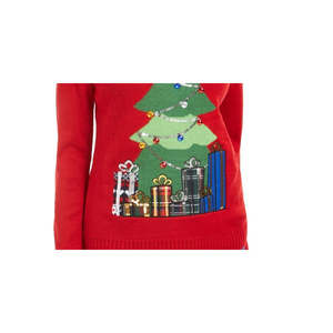 Karen Scott <b>Women's</b> Large Size Red Open <b>Cardigan</b> Breathable Winter Sweater Front Button Printed Flower Design Knitted <b>Women's</b> - Product Image 3