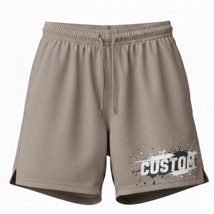 Pantalones Cortos Deportivos para Hombre con Logotipo Bordado Personalizado, Detalle de Botones, Ligeros, Transpirables, de Poliéster/Algodón, Ajuste Cómodo para Gimnasio y Fitness - Product Image 1