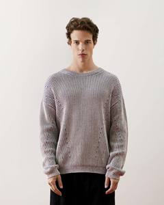 Haut en tricot de coton à manches longues pour homme, uni, coupe classique, logo personnalisé brodé, écologique, respirant, anti-froissement - Product Image 1