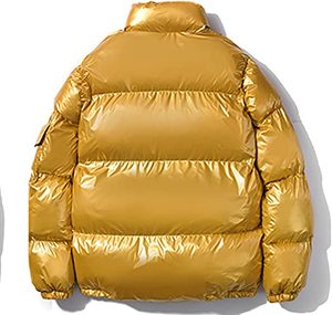 Men's Custom Stand Collar Puffer <b>Jacket</b> for Winter Shiny <b>Down</b> <b>Jacket</b> with Front Logo DDP Shipping - Product Image 4